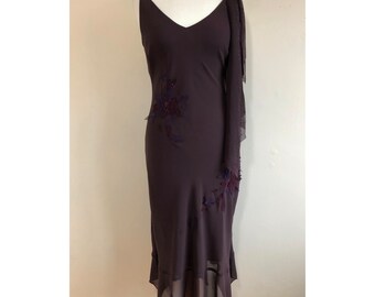 Next strappy midi chiffon dress 12 Slip on Beaded Zig Zag hem Y2K