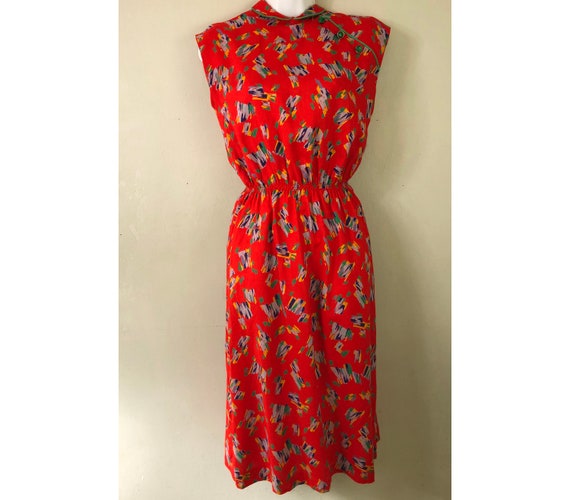 Handmade red sleeveless dress 6/8 Vintage 1980s B… - image 1