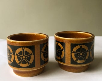 Hornsea brown Gourmet two egg cups Pair