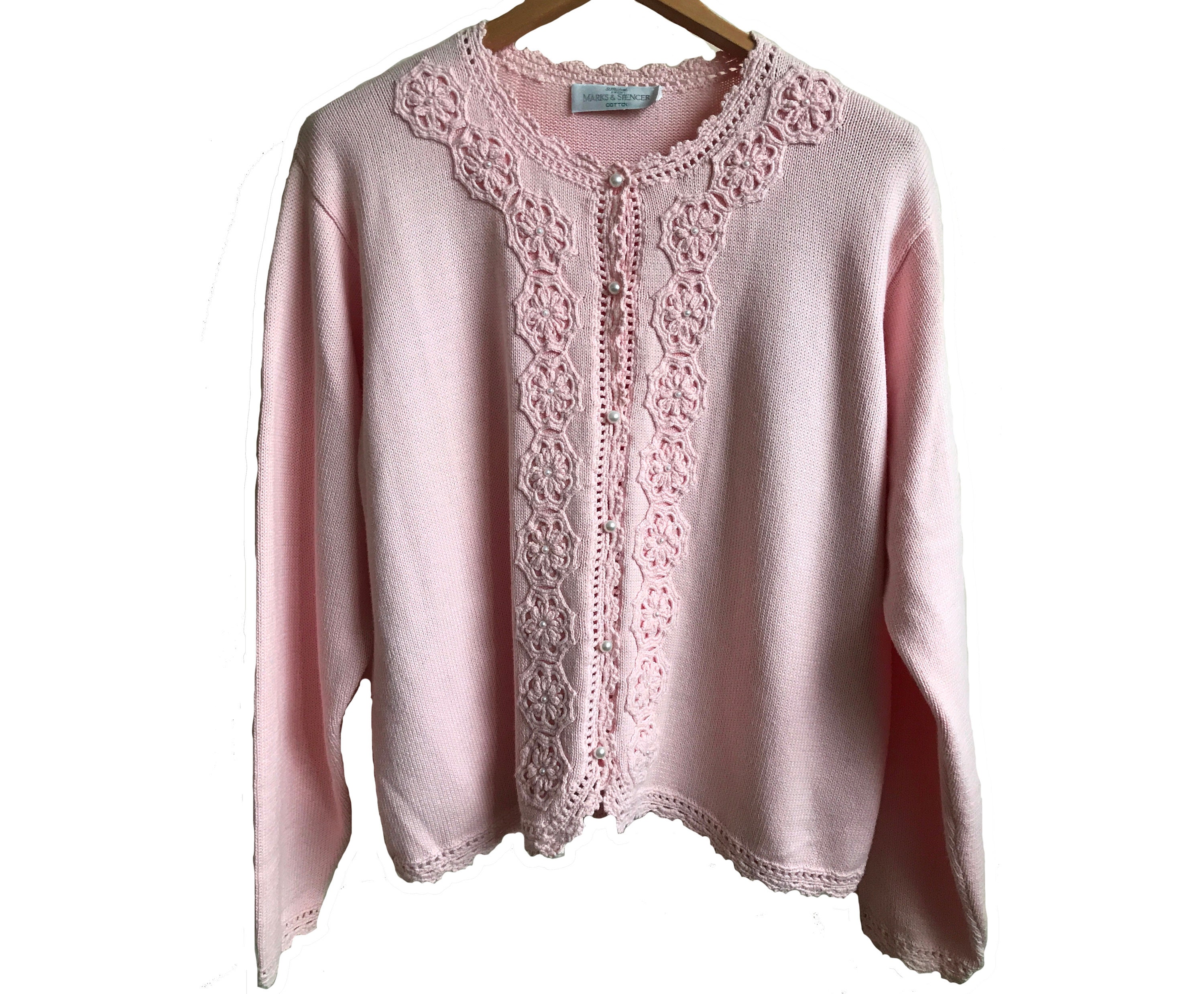 Heavy Pink Cotton Cardigan 18 Crochet 