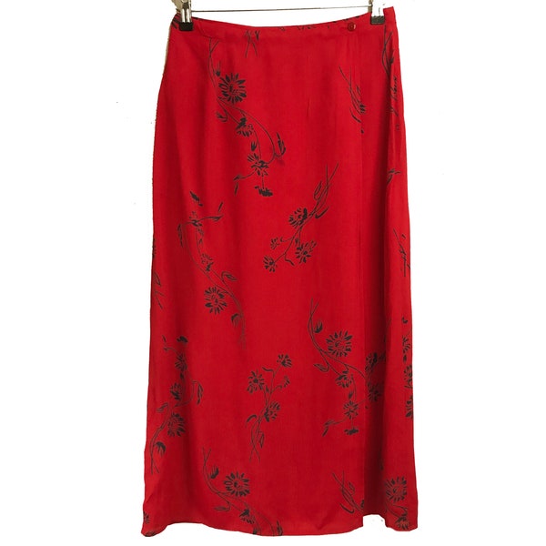 jupe longue florale rouge vintage 12 Wrap Paréo Amaranto