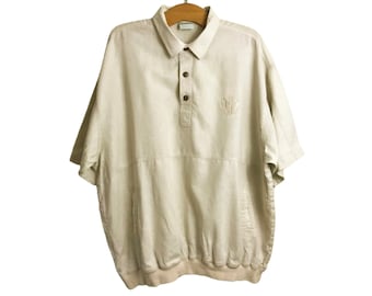 Canda vintage mens Shirt jacket XXL Short sleeves Popover Linen/Cotton Shacket C&A Summer