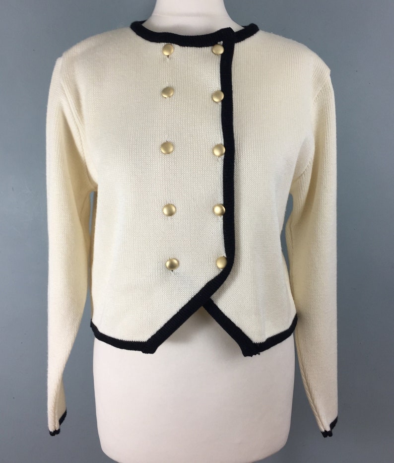 Vintage Marks & Spencer cream knit cardigan jacket 12 Double Etsy
