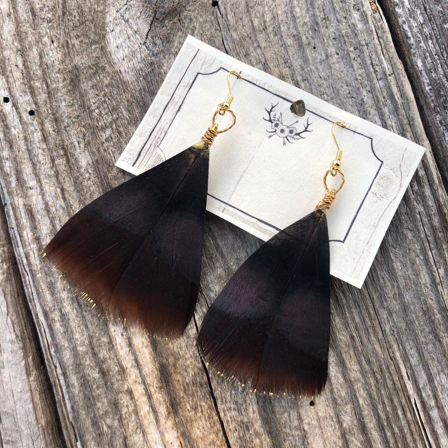 Turkey Feather Earrings Feather Earrings Turkey Feather Etsy