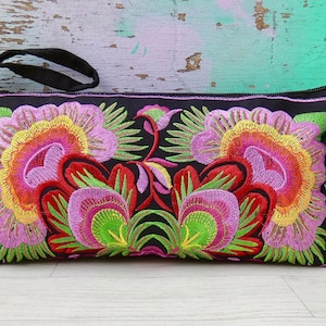 Embroidered Thai clutch bag | bohemian purse | boho purse | colourful purse | yellow purse | gifts for her