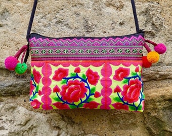 Small embroidered Thai bag | festival bag | boho bag | ethnic bag | hippie purse | colourful bag