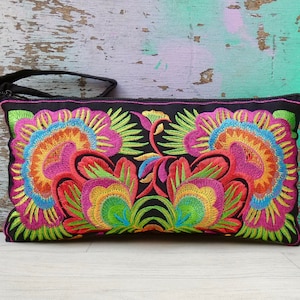 Embroidered Thai clutch bag | bohemian purse | boho purse | colourful purse | yellow purse | gifts for her