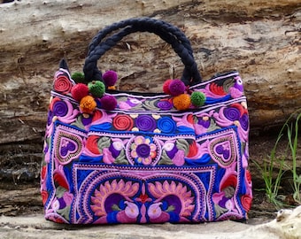 Small embroidered Hmong bag | festival bag | embroidered purse | boho purse | colourful purse