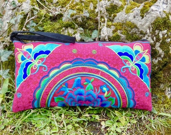 Embroidered clutch bag | boho clutch | bohemian purse | evening bag | Thai purse | colourful clutch bag