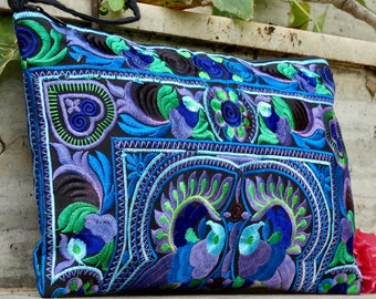 Kleurrijke Thaise clutch tas | geborduurde portemonnee | zomertasje | kleurrijke portemonnee | Hmong-tas