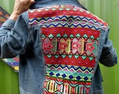 Customised denim jacket embroidered jacket retro denim 90s style festival style