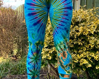 SMALL tie dye leggings | hippie clothing | funky leggings | festival clothing | colourful leggings