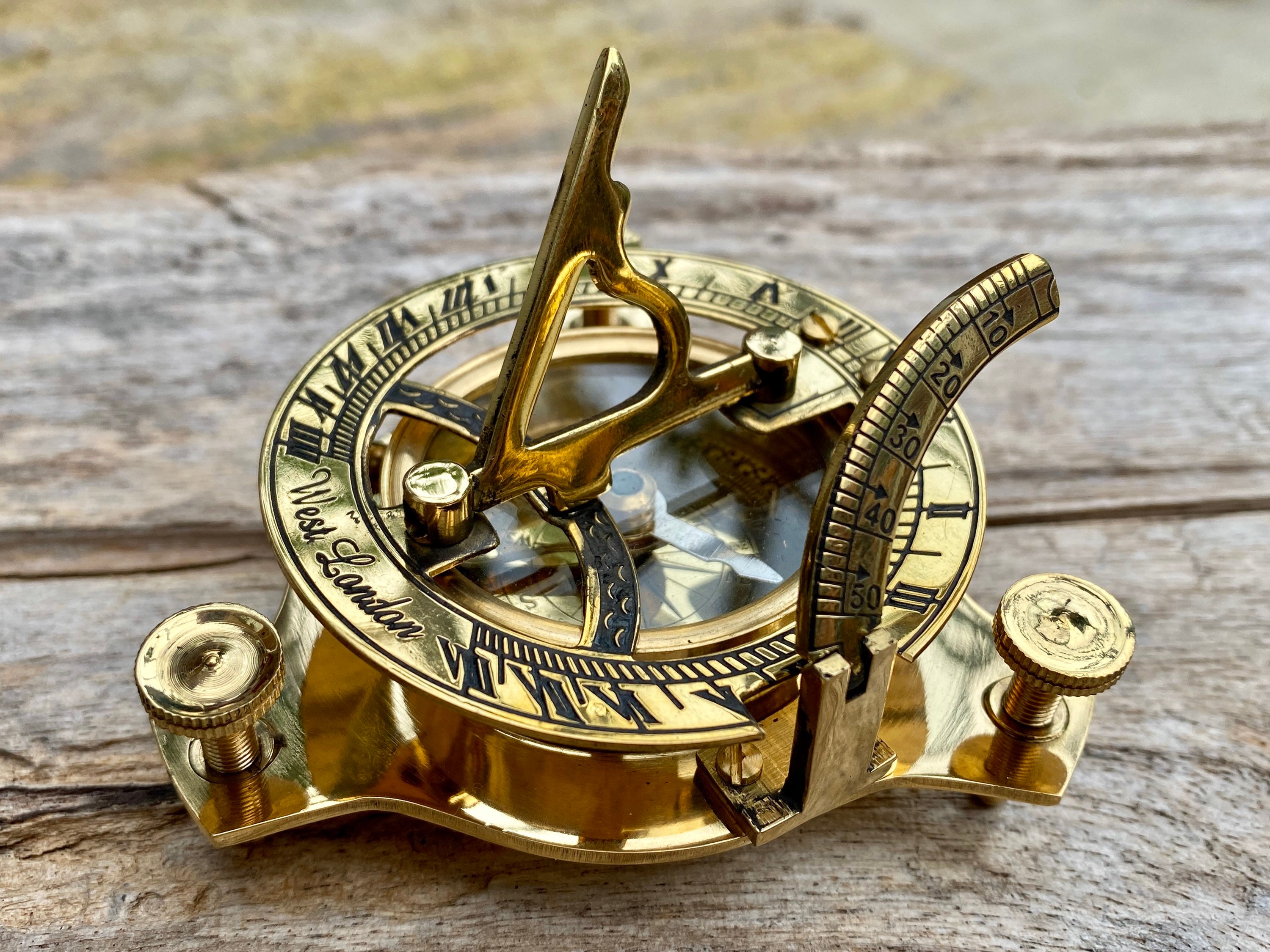 Vintage Brass Compass With 'Trust In The Lord' Engraving - 2 Inch Nautical Pocket Compass