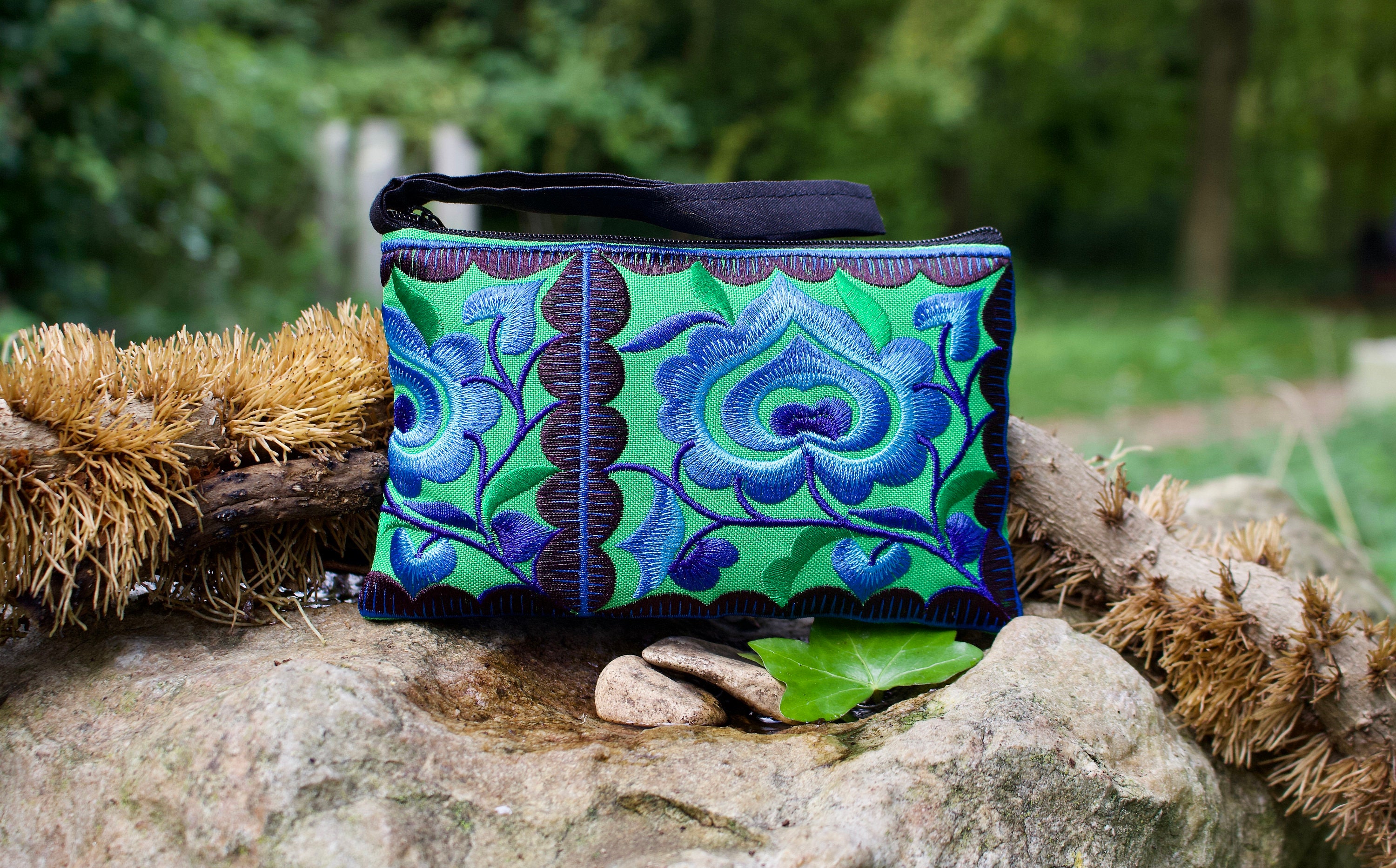 Embroidered Hmong purse | coin purse | wristlet | Thai purse | boho purse | colourful purse | ethnic purse | gifts for her