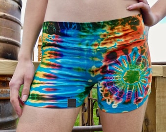 tie dye shorts | tie dye hot pants | festival shorts | summer shorts | booty shorts | rave clothing | festival clothing| summer hot pants
