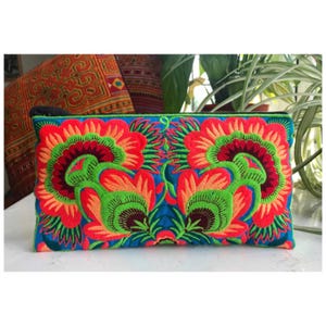 Colourful Thai clutch bag | embroidered purse | Hmong purse | boho purse | summer bag | summer purse