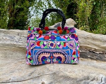 Embroidered Hmong Purse: Colorful Boho Festival Bag