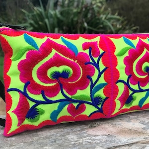 Borsa thailandese ricamata, borsa da polso Hmong, borsa etnica, borsa boho, borsa boho, borsa colorata, portamonete