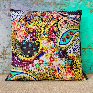 Hand stitched Kantha cushion cover | Indian cushion cover | boho cushion | throw pillow