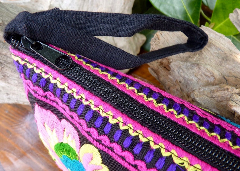 Thai clutch bag embroidered clutch bag boho purse ethnic purse colourful Hmong purse image 5