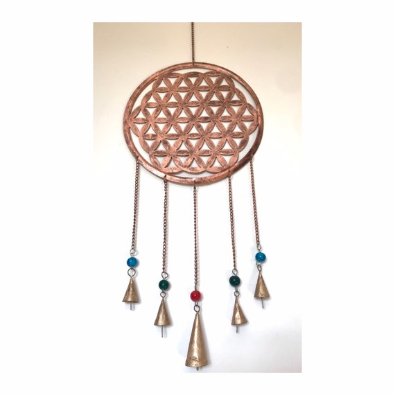 Flower of Life Metal Wall Hanging w/ Bells Flower of Life Metal Wall Hanging w/ Bells