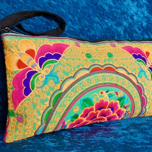 Embroidered clutch bag | boho clutch | bohemian purse | evening bag | Thai purse | colourful clutch bag