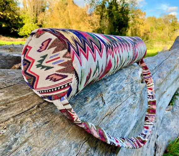 Cotton Dhurrie yoga mat bag | boho yoga bag | indigo yoga bag | ethnic bag | batik textile