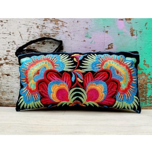 Embroidered Thai clutch bag | bohemian purse | boho purse | colourful purse | yellow purse | gifts for her