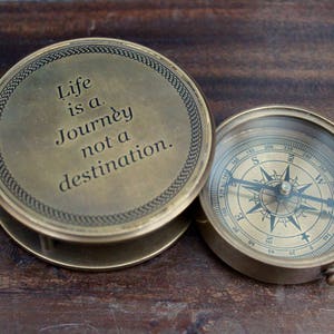 Brass nautical compass vintage compass engraved compass collectibles steampunk gifts for him image 1
