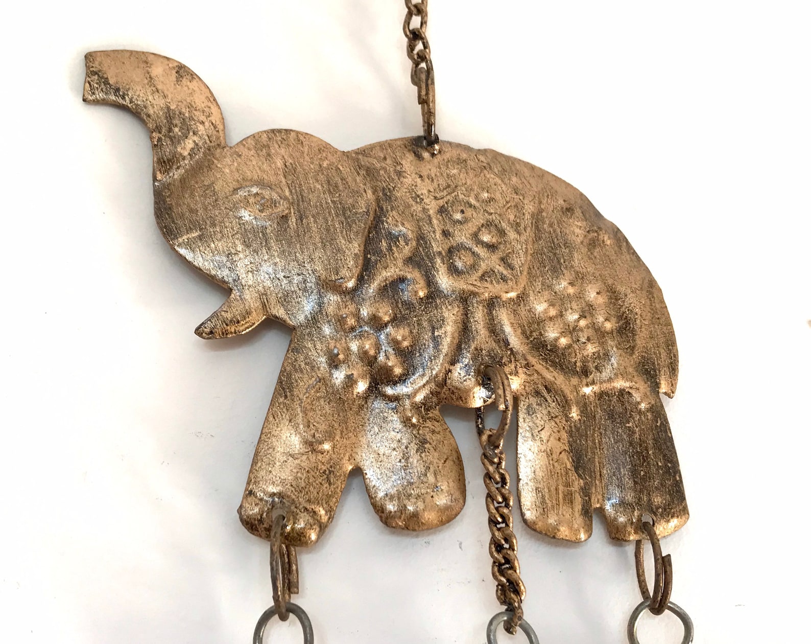 Hanging Brass Elephant Brass Wind Chime Boho Decor Wall Etsy UK