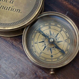 Brass nautical compass vintage compass engraved compass collectibles steampunk gifts for him image 2