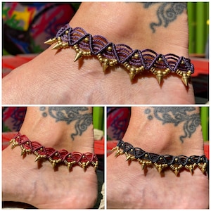 Macrame anklet w/brass detail | tribal anklet | boho anklet | hippie jewellery | ethnic jewellery