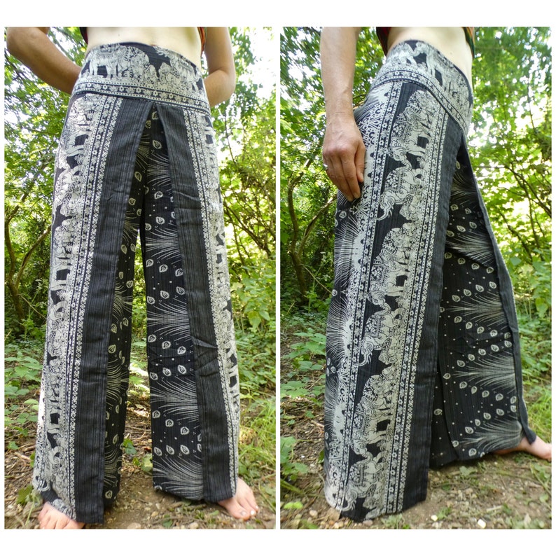 Palazzo pants| hippie trousers Thai trousers unisex baggy trousers Split leg elephant trousers boho trousers