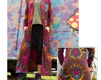 Tie dye duster coat | maxi cardigan | hippie clothing | bohemian clothing | colourful clothing