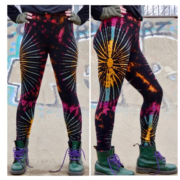 Tie dye leggings | hippie clothing | funky leggings | festival clothing | colourful leggings | yoga leggings