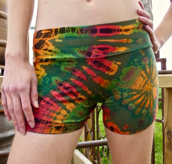 tie dye shorts | tie dye hot pants | festival shorts | summer shorts | booty shorts | rave clothing | festival clothing| summer hot pants