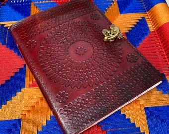 Embossed Leather journal - large | Mandala | handmade journal | leather notebook | Sketch book