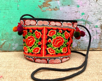 Small embroidered Thai bag | festival bag | boho bag | ethnic bag | hippie purse | colourful bag