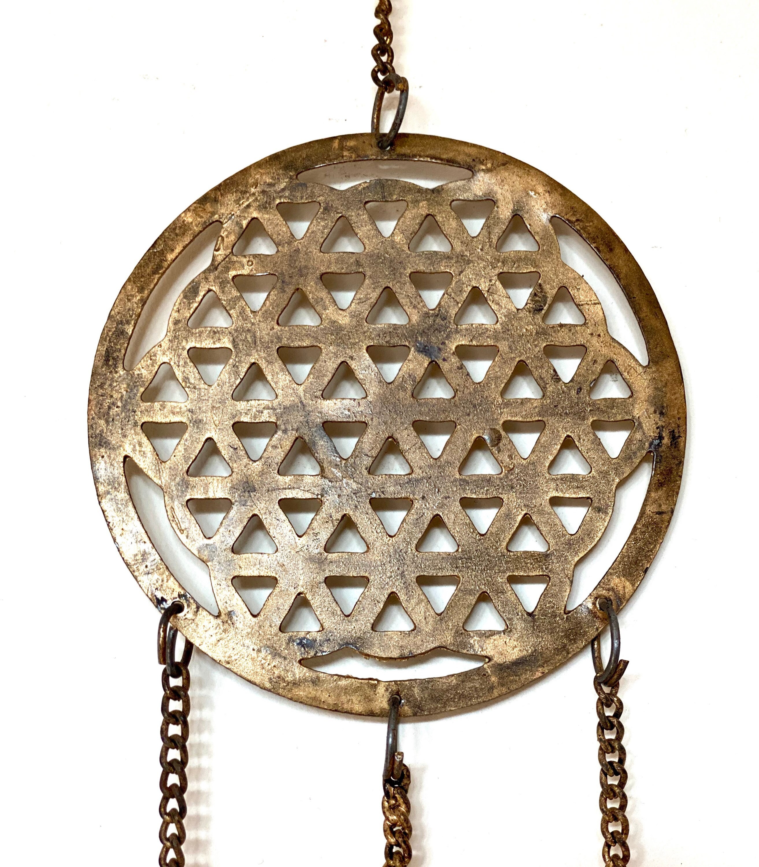 Hanging Brass Flower of Life Brass Wind Chime Brass Bells Etsy UK