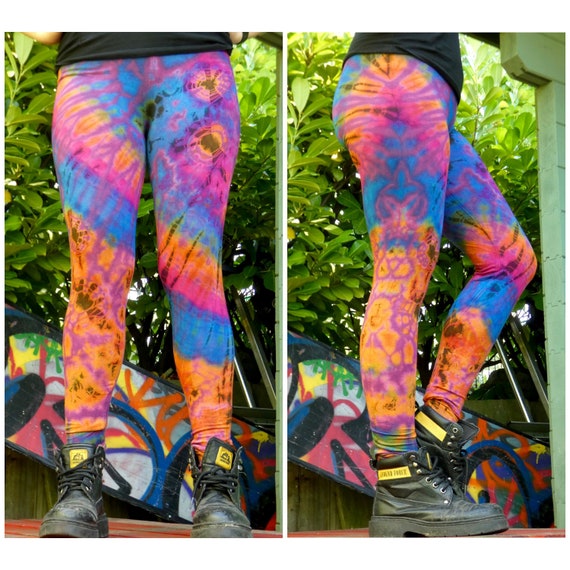 SMALL Tie Dye Leggings Hippie Clothing Funky Leggings Festival Clothing  Colourful Leggings 