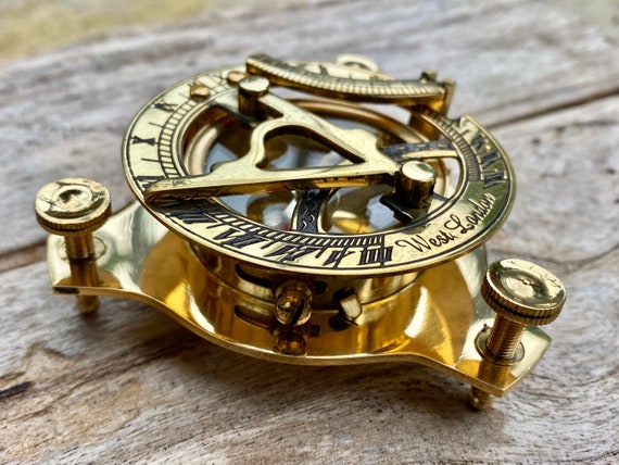 Nautical Compass Vintage Compass Steampunk Brass Compass Engraved