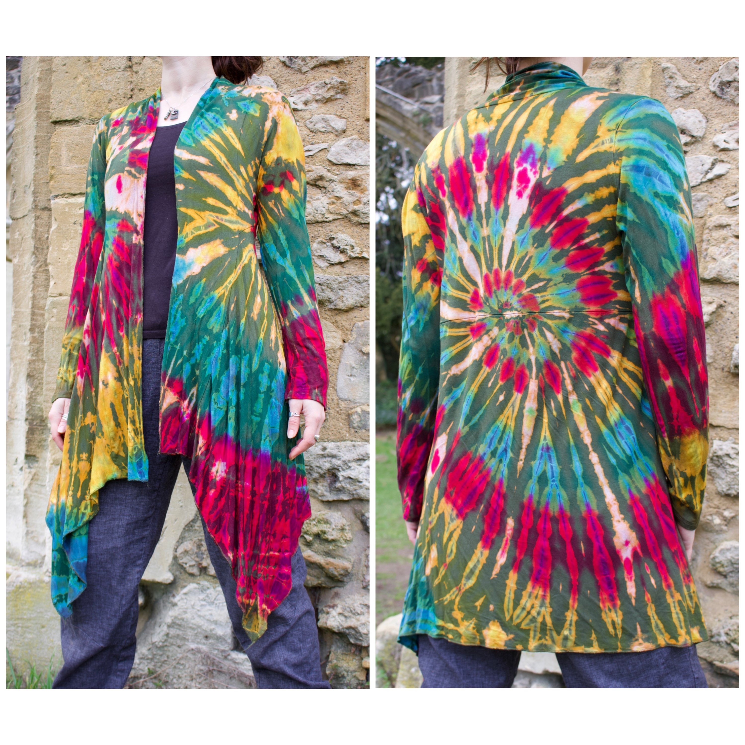 Tie dye long cardigan discount