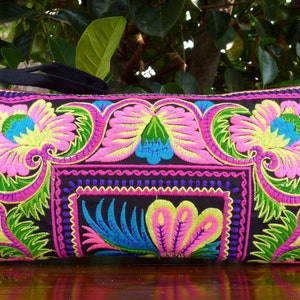 Thai clutch bag embroidered clutch bag boho purse ethnic purse colourful Hmong purse image 1