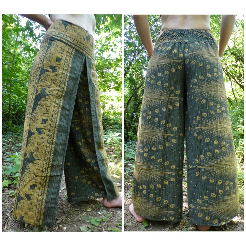 Palazzo pants| hippie trousers Thai trousers unisex baggy trousers Split leg elephant trousers boho trousers