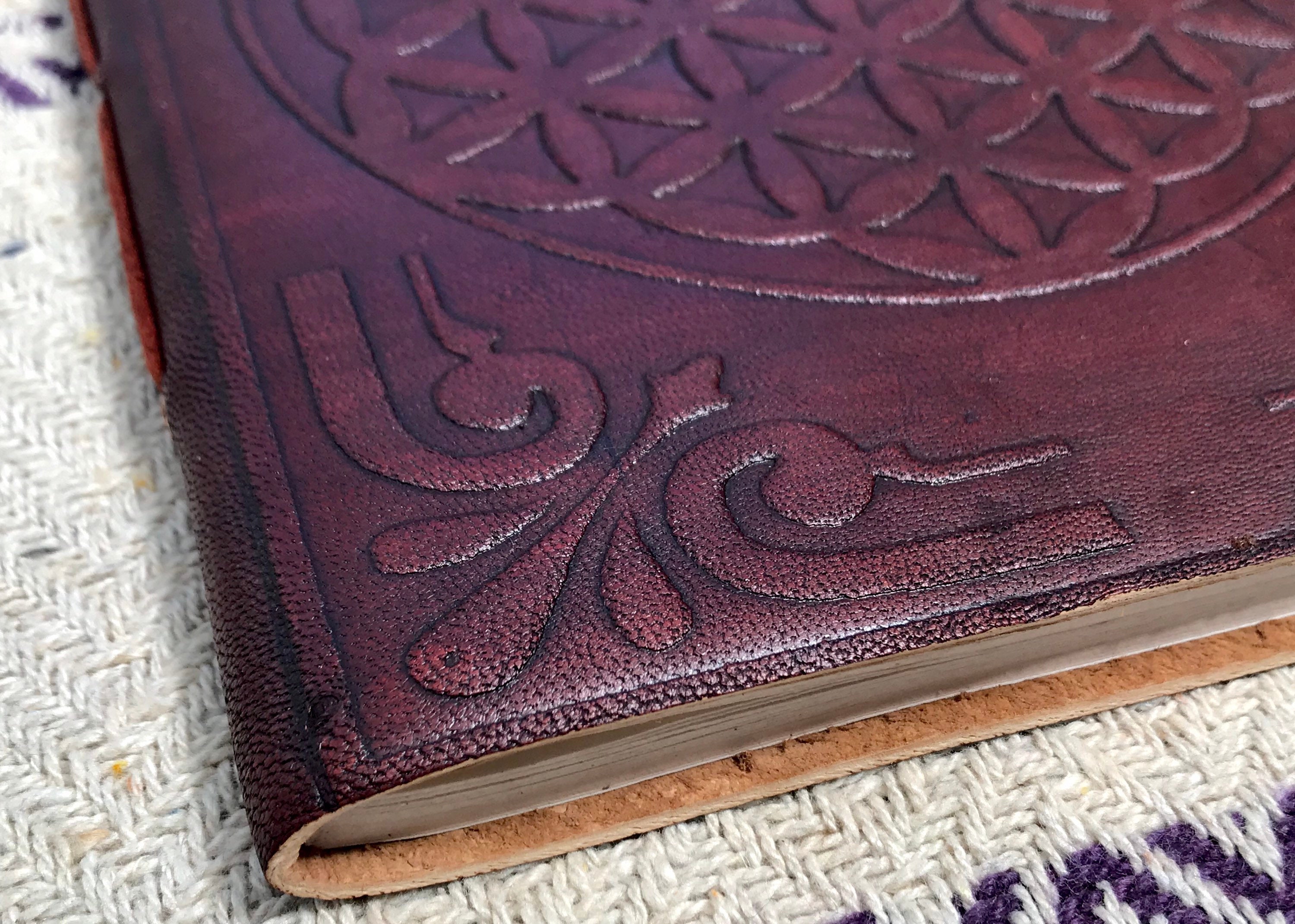 Lederbuch Schreibbuch mit Ledereinband Blume des Lebens Notizbuch Tagebuch 