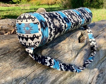 Torba na matę do jogi Dhurrie z bawełny | torba na jogę w stylu boho | torba na jogę w kolorze indygo | torba etniczna | tkanina batikowa