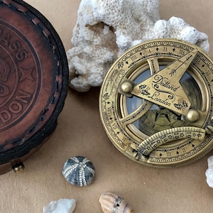 Nautical compass with case | vintage compass, | brass compass | engraved compass | collectable compass | gifts for him