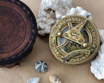 Nautical compass with case | vintage compass, | brass compass | engraved compass | collectable compass | gifts for him