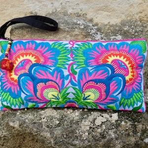 Embroidered clutch bag | boho clutch | bohemian purse | evening bag | Thai purse | colourful clutch bag