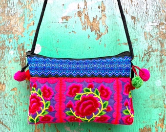 Small embroidered Thai bag | festival bag | boho bag | ethnic bag | hippie purse | colourful bag